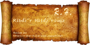 Ribár Hiláriusz névjegykártya